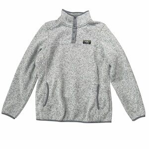 L.L.Bean Gray Sweater Fleece Pullover Snap Mock Neck Womens Medium
